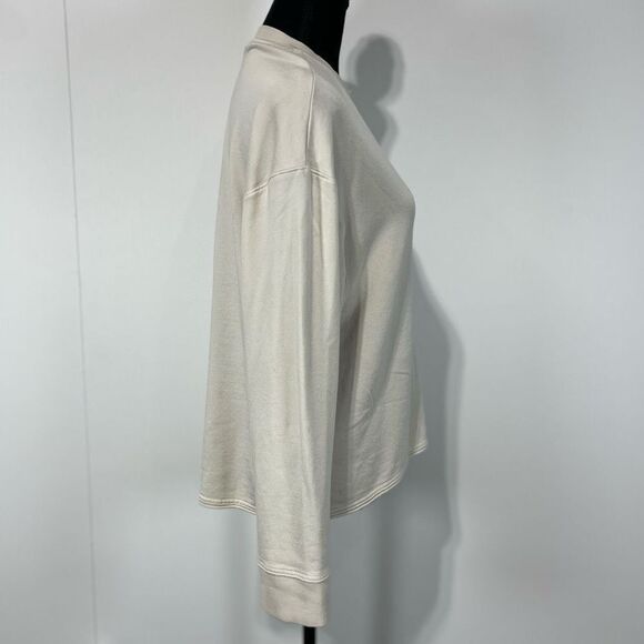 Nike Yoga Luxe Fleece Crew Long Sleeve Top Women’s Sz S Modal Tan Oversized - Picture 3 of 14